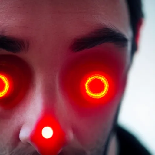 Image similar to a man with red glowing eyes