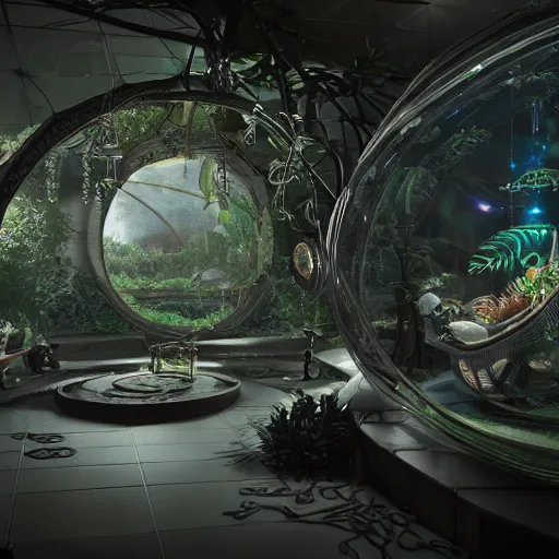 Prompt: magnificent fantasy terrarium, hyper realistic, global illumination, 8 k octane beautifully detailed render, post - processing, intricate futuristic mechanic parts, maya, blender, cinematic lighting + masterpiece, trending on artstation,