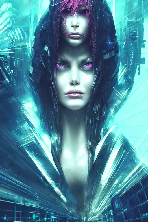 Image similar to portrait futuristic demonic cyberpunk female pirate, in futuristic stormy thunder rainning moonlight tokyo rooftop cyberpunk night, ssci-fi, fantasy, intricate, very very beautiful, elegant, neon light, highly detailed, digital painting, artstation, concept art, soft light, hdri, smooth, sharp focus, illustration, art by tian zi and craig mullins and WLOP and alphonse mucha