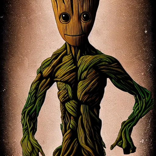 Image similar to groot in stem punk style 4 k detailed super realistic