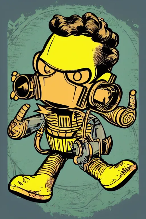 Image similar to fallout 7 6 retro futurist illustration art by butcher billy, sticker, colorful, illustration, highly detailed, simple, smooth and clean vector curves, no jagged lines, vector art, smooth andy warhol style