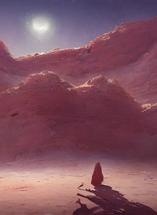 Prompt: desert with large crystals, by greg rutkowski