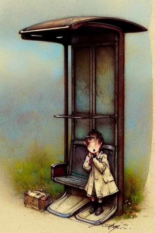 Image similar to (((((1950s bus stop . muted colors.))))) by Jean-Baptiste Monge !!!!!!!!!!!!!!!!!!!!!!!!!!!
