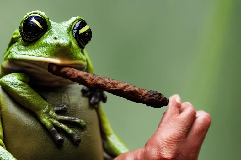 Image similar to frog smoking a cigar