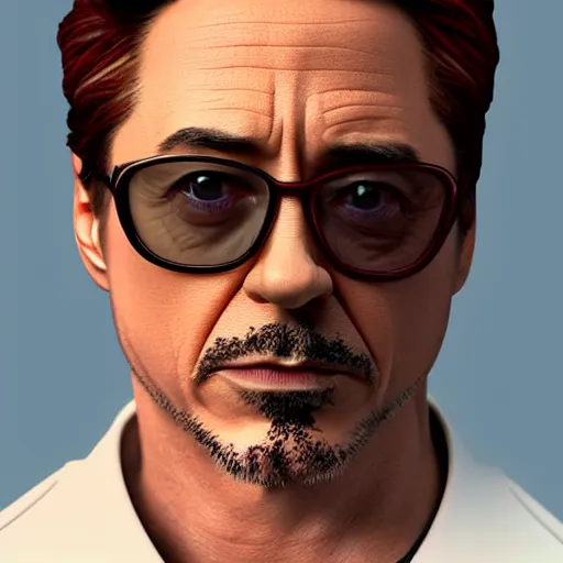 Image similar to photorealistic 3d model of robert downey jr.