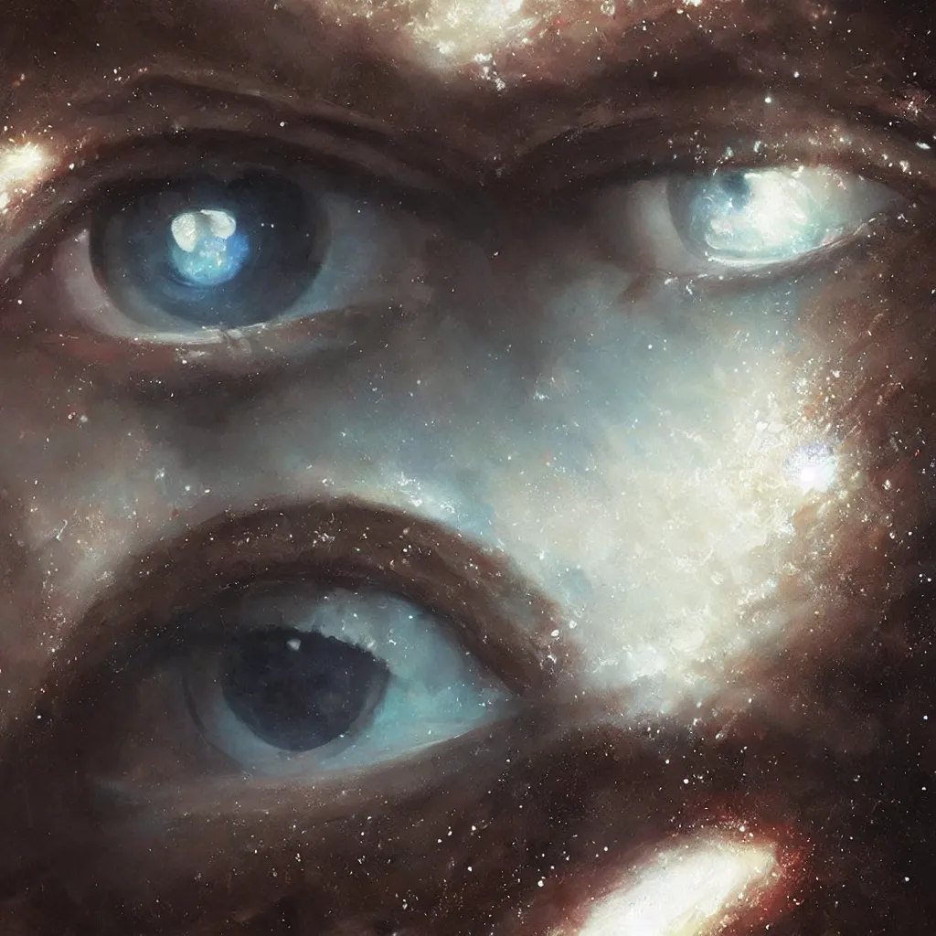 Image similar to galaxy incornea of eye, overdetailed art, by greg rutkowski, magic