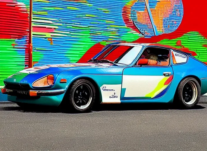 Prompt: a datsun 2 4 0 z in the art style of agam, yaacov