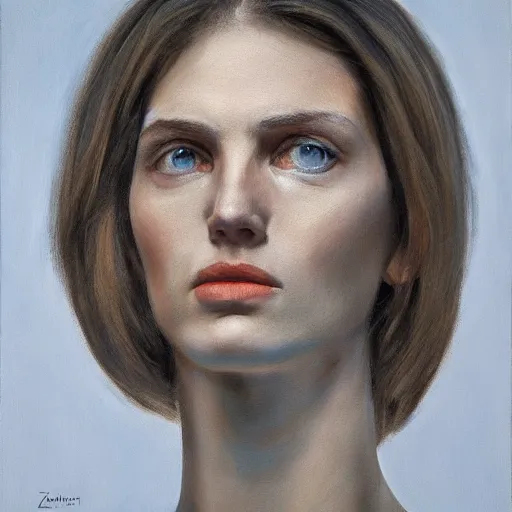 Image similar to Silence. silence is a portrait of a woman painted by Zdzislaw Beskinski, 8k, photorealistic resolution