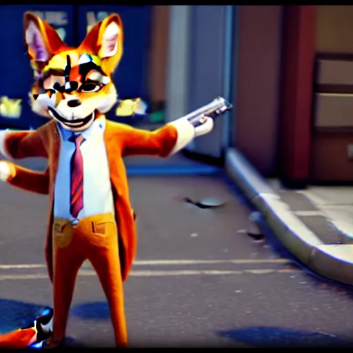 Image similar to Screenshot from Payday 2 featuring Nick Wilde (from Zootopia)