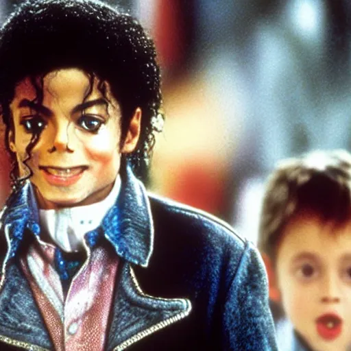 Prompt: michael jackson starring in home alone, movie still