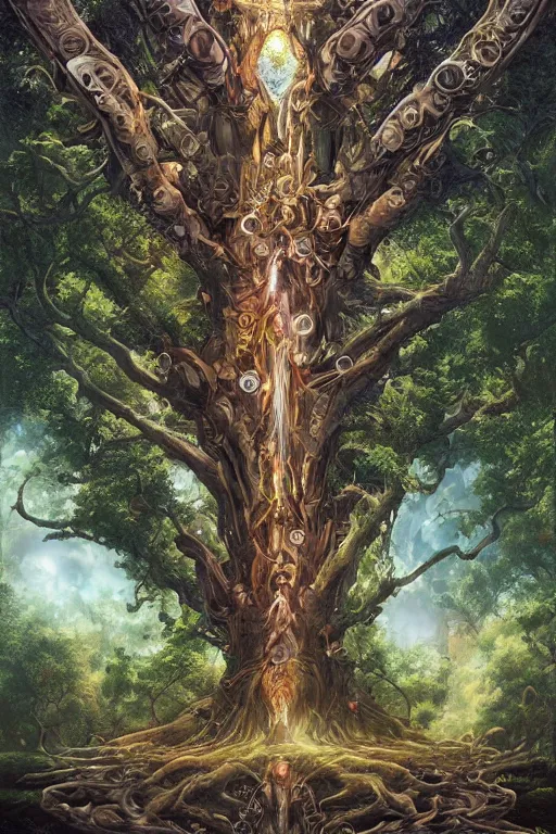 Image similar to tree of life, four seasons, volymetric light, highly detailed matte painting by noriyoshi ohrai, charlie bowater and mark brooks