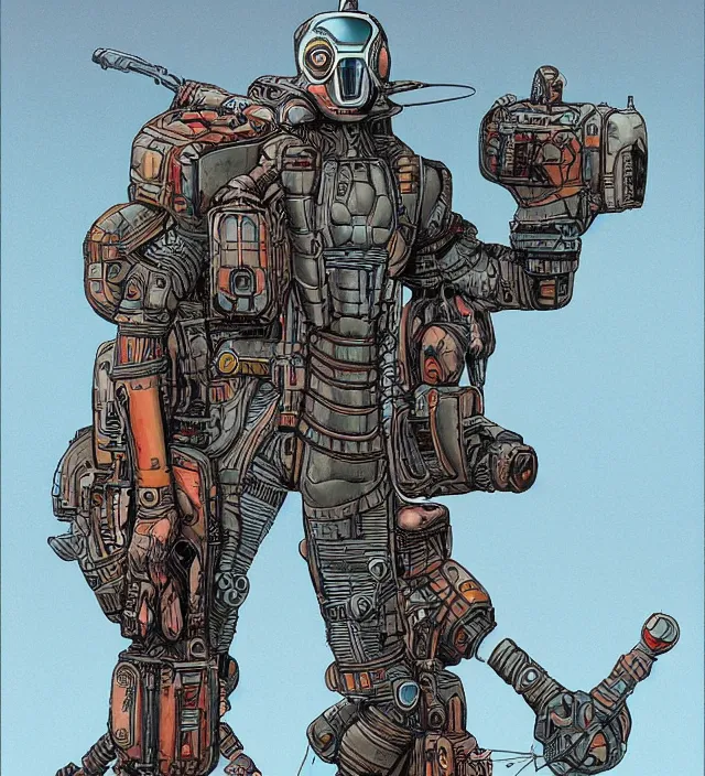 Image similar to atompunk / decopunk powered armor in the style of jean giraud in the style of moebius trending on artstation deviantart pinterest detailed realistic hd 8 k high resolution