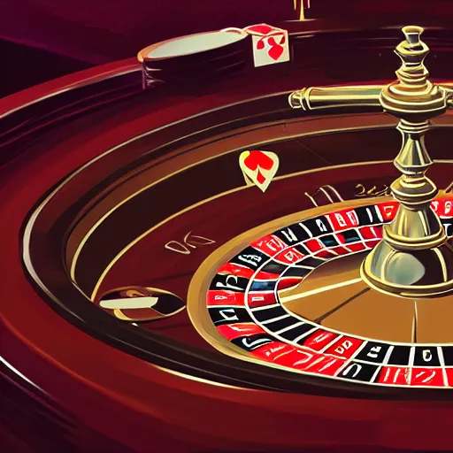 Image similar to detailed illustration of a casino roulette by alena aenami and by killian eng