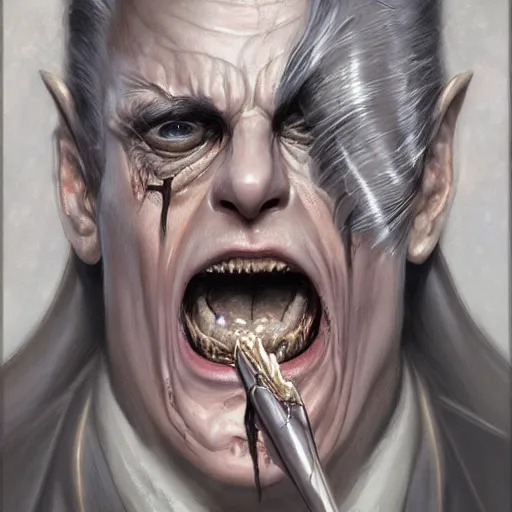 Image similar to close up horror cringy alucard, elegant, highly detailed, centered, digital painting, artstation, concept art, smooth, sharp focus, illustration, artgerm, tomasz alen kopera, peter mohrbacher, donato giancola, joseph christian leyendecker, wlop, frank frazetta