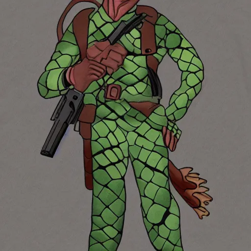 Prompt: Snakeman with a gun