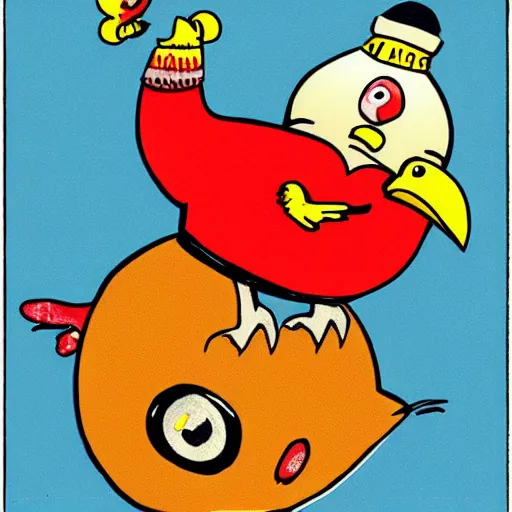 Image similar to a strong chicken by richard scarry