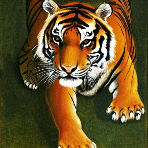 Image similar to painting of tiger by Leonardo da Vinci