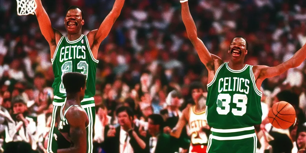 Image similar to len bias winning an nba championship with the boston celtics in 1 9 8 7, 8 k, uhd.