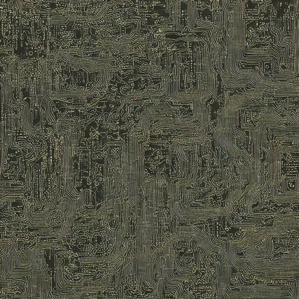 Image similar to toads, toad, ascii, mechanical artwork, technical, abstract, acrylic, oil, circuit board, clay, lines, vektroid, dots, drips, dimensions, tears, leaks, glitches, geometry, data, datamosh, motherboard, minimal, vinyl, code, cybernetic, painting, dark, eerie, cyber