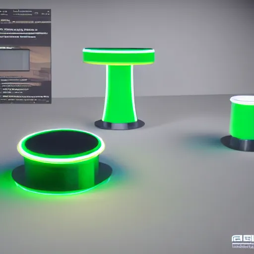 Image similar to futuristic neon lighted furniture, highly detailed, realistic, rendered in octane, unreal engine