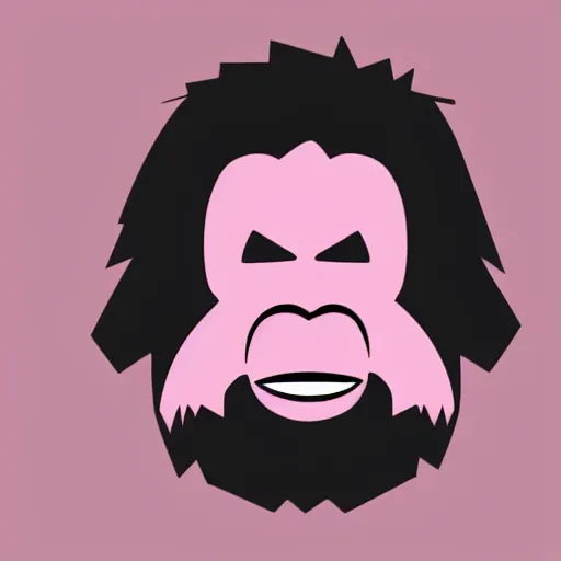 Image similar to a pink vector logo of an ape for a video game company, designed, illustration, black color background