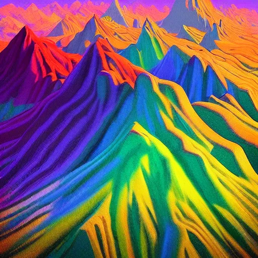 Prompt: melted crayon mountains in the style of craig mullins, beautiful, cinematic