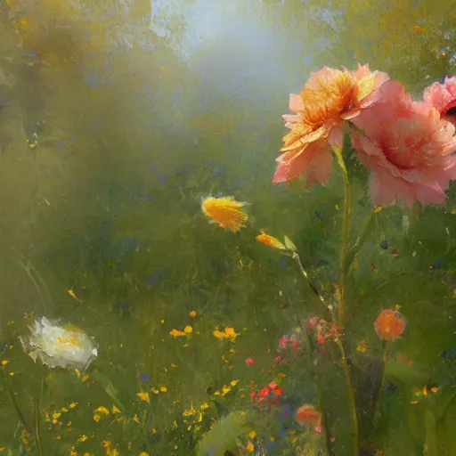 Prompt: flowers growing and winding around a circular golden ring in nature, painted by alphonse much and by craig mullins, micro details, high resolution, nothing else on the painting