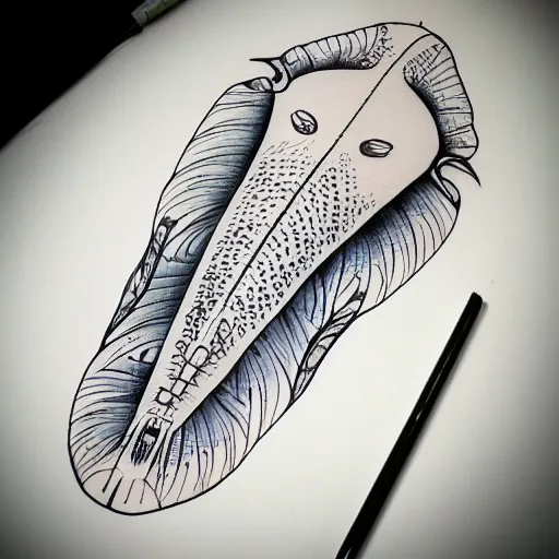 Prompt: white whale, spermwhale, cachalot, awardwinning elegant modern tattoo design peyote colored sketch on white background