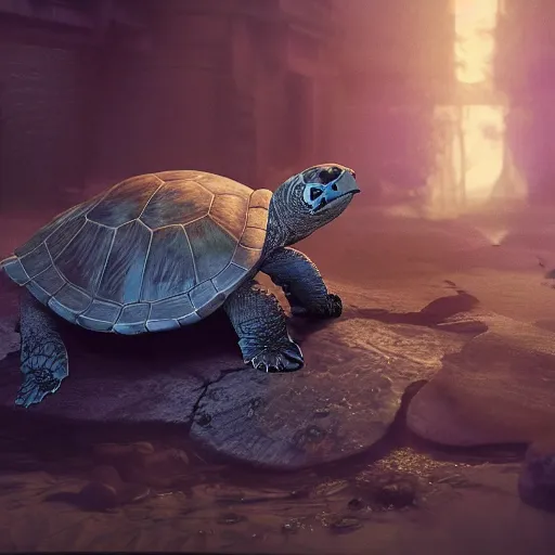 Image similar to turtle with Joe Biden's face, sharp focus, fantasy style, octane render, volumetric lighting, 8k high definition, by greg rutkowski, highly detailed, trending on art Station