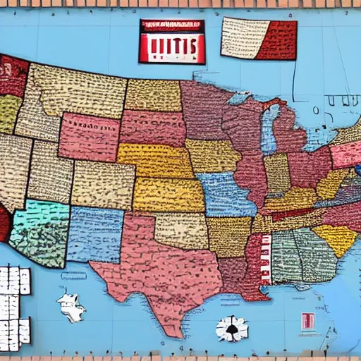 Prompt: a map of the united states made out of dominoes