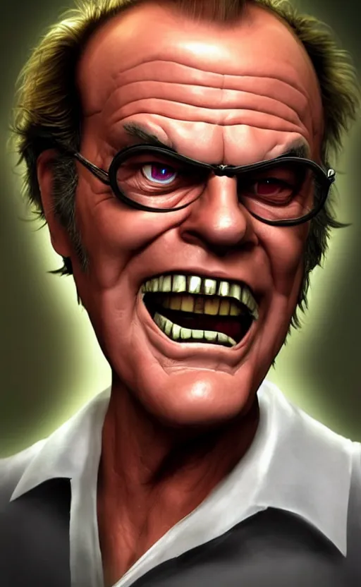 Image similar to Jack Nicholson as a character in the game League of Legends, with a background based on the game League of Legends, detailed face, old 3d graphics