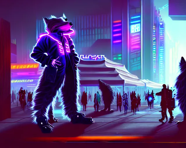 Image similar to high - resolution photograph from a cyberpunk era furry fandom convention ( midwest furfest 2 0 4 7 ), taking place after the genetic revolution and quantum singularity. photorealistic.