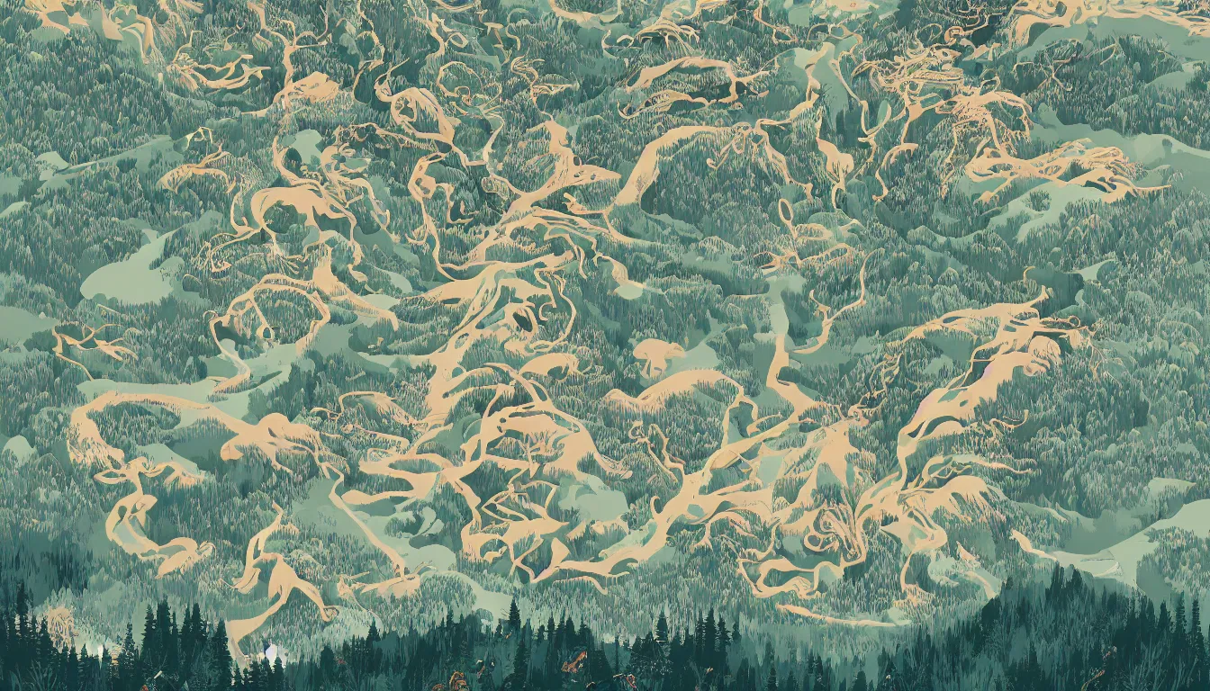 Image similar to olympic national park by victo ngai