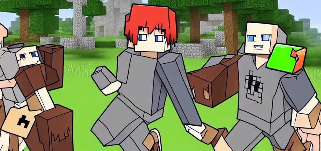 Image similar to Minecraft if it was an Anime