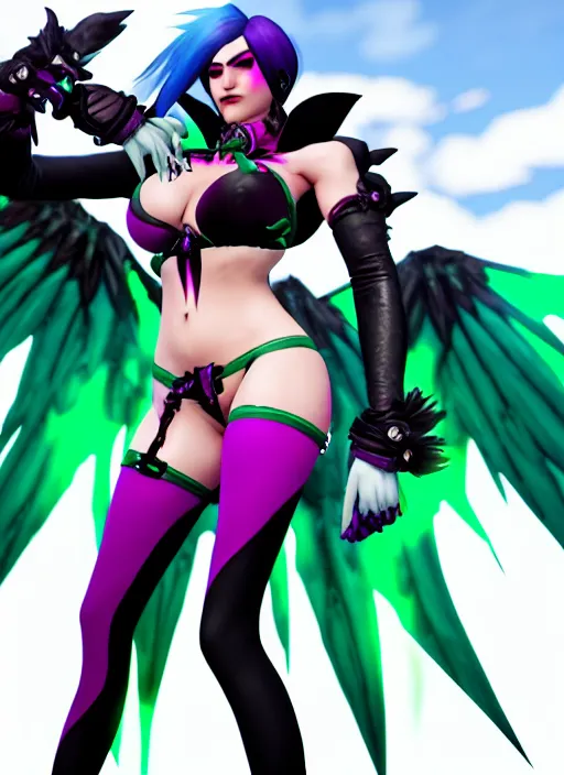 Image similar to morrigan aensland in overwatch, premium character skin