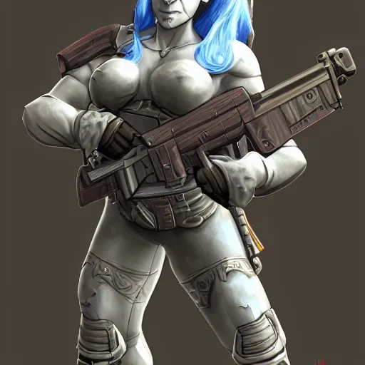 Prompt: Draenei, holding AN-94 rifle, wearing tactical assault gear