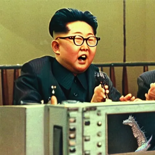 Image similar to found footage of Godzilla and Kim Jong-il