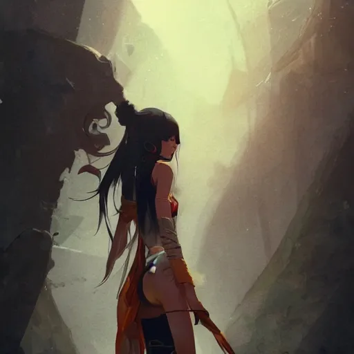 Image similar to full body of a beautiful asian girl with long hair, cinematic lighting, dramatic atmosphere, by dustin nguyen, akihiko yoshida, greg tocchini, greg rutkowski, cliff chiang, 4 k resolution, trending on artstation