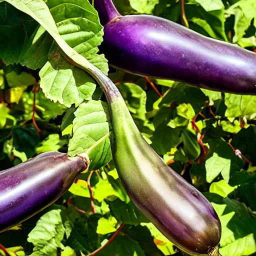 Image similar to an eggplant fruit still on the vine