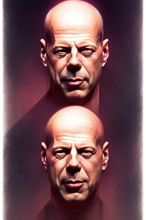 Prompt: bruce willis head inside an apple, hyper detailed, digital art, artstation, cinematic lighting, studio quality, smooth render, by peter mohrbacher, hajime sorayama, wayne barlowe, boris vallejo, aaron horkey, gaston bussiere, craig mullins