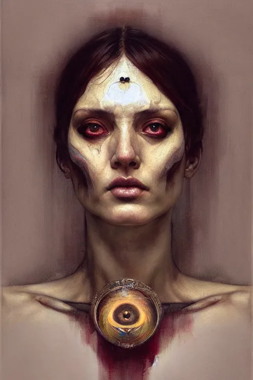 Prompt: hyper realistic painting portrait of third eye by stjepan sejic, norman rockwell, michael hussar, roberto ferri and ruan jia, john william waterhouse, godward, david kassan