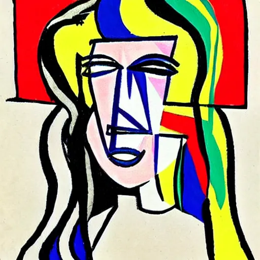 Prompt: cubist portrait of dolly parton by picasso