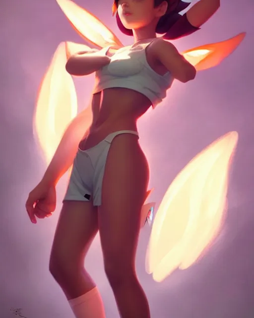 Prompt: photo of eevee pokecmon humanisation, by greg rutkowski, artgerm, gil elvgren, enoch bolles, glossy skin, pearlescent, anime, very coherent