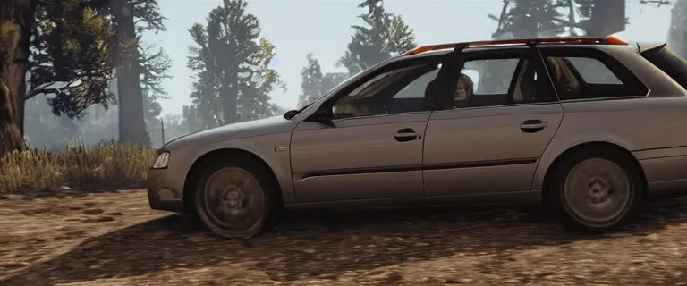 Image similar to Audi A4 B6 Avant (2002) chasing a bandit on a horse in Red Dead Redemption 2