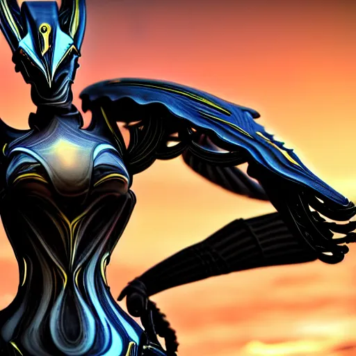 Prompt: looking up at a highly detailed 300 foot tall giant exquisite beautiful stunning valkyr female warframe, as an anthropomorphic robot dragon, posing elegantly over your tiny form, detailed legs looming over you, camera on the ground, at the beach on a sunset, sleek streamlined design, streamlined matte black armor, sharp detailed claws, detailed sharp robot dragon feet, worms eye view, giantess shot, upward shot, ground view shot, leg shot, front shot, epic cinematic shot, high quality warframe fanart, captura, realistic, professional digital art, high end digital art, furry art, giantess art, anthro art, DeviantArt, artstation, Furaffinity, 8k HD render, epic lighting