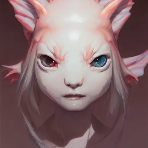 Prompt: anime portrait of an axolotl by Stanley Artgerm Lau, WLOP, Rossdraws, James Jean, Andrei Riabovitchev, Marc Simonetti, and Sakimichan, trending on artstation