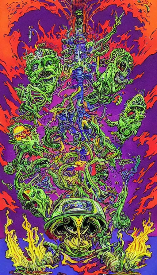 Image similar to psytrance artwork, by ed roth