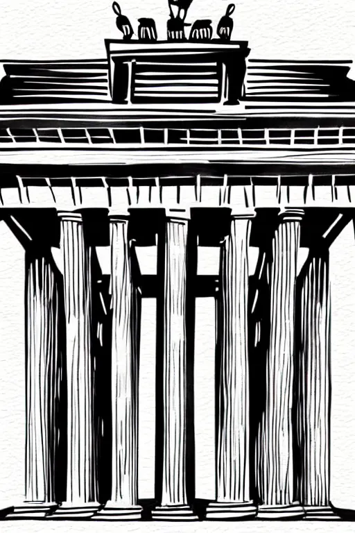 Prompt: minimalist watercolor art of brandenburg gate, illustration, vector art