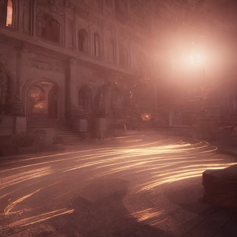 Image similar to simple light streaks and ornate flowing light streams, unreal engine