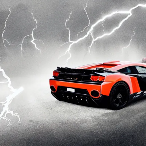 Image similar to rentgen photo of lamboghini get hit by lightning strike, 8k, photorealism,